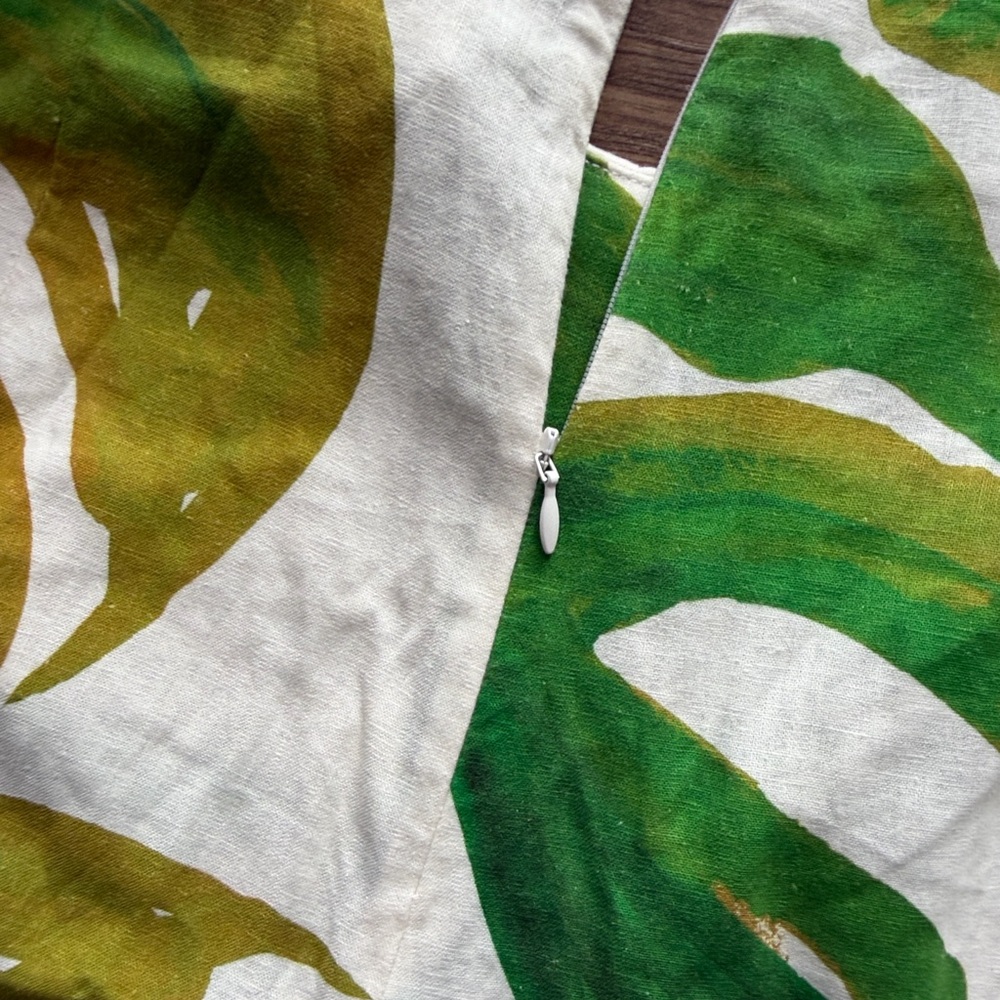FARM Rio Green & White One-Shoulder Wide Leg Jumpsuit with Leaf Print - Picture 3 of 10